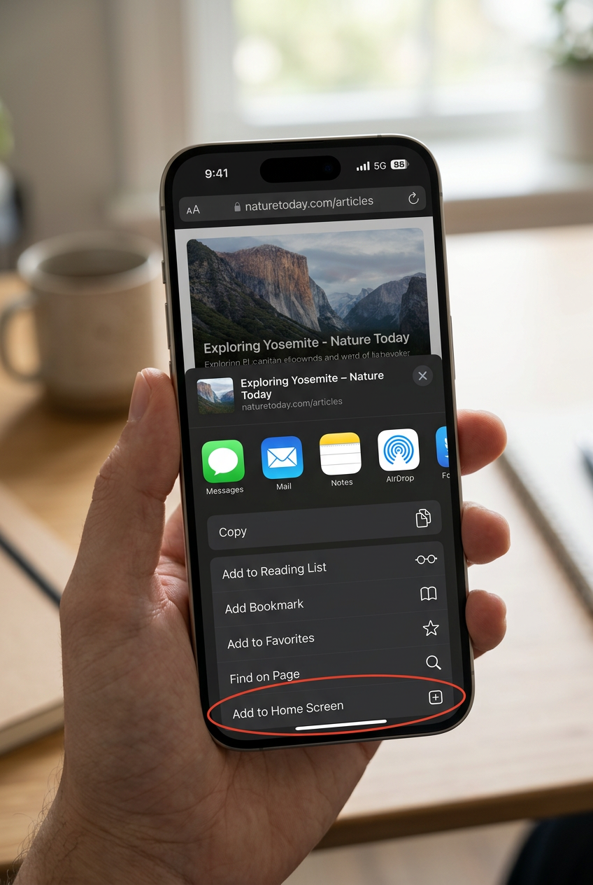 Tap "Add to Home Screen"